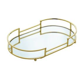 Bandeja Decorativa Metal Dourada 32cm