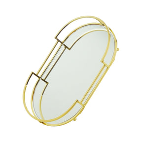 Bandeja Decorativa Metal Dourada 32cm