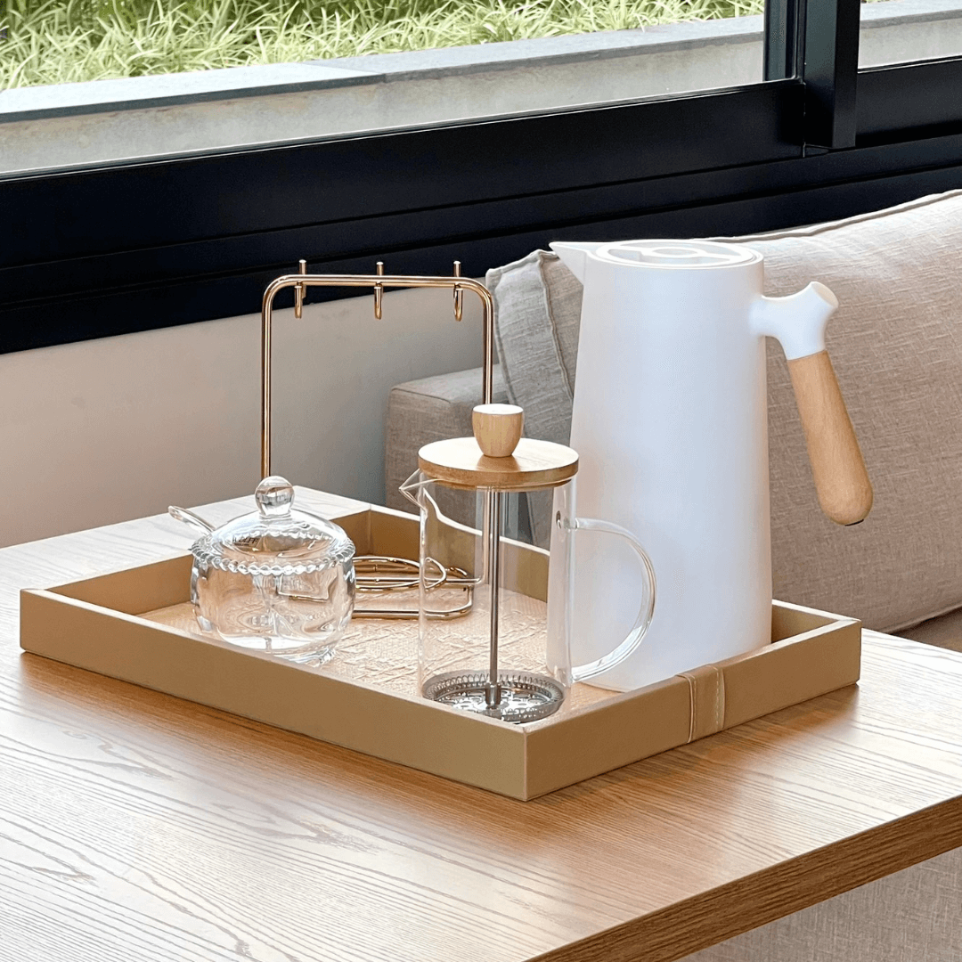 Bandeja em MDF e PU Marrom 46cm