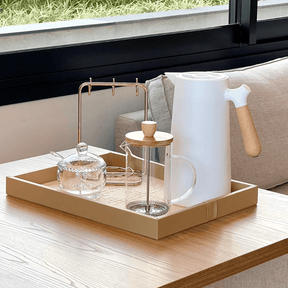 Bandeja em MDF e PU Marrom 46cm