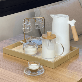 Bandeja em MDF e PU Marrom 46cm