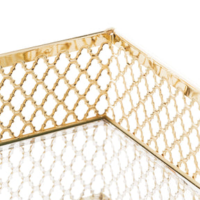 Bandeja em Metal com Espelho Barcelona Dourado 21cm