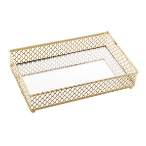Bandeja em Metal com Espelho Barcelona Dourado 21cm