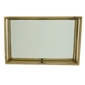 Bandeja Espelhada Aço Inox Dourado 41cm x 26cm x 5cm