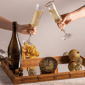 Bandeja Madeira Bambu com Vidro e Sisal Natural 38 x 24 cm