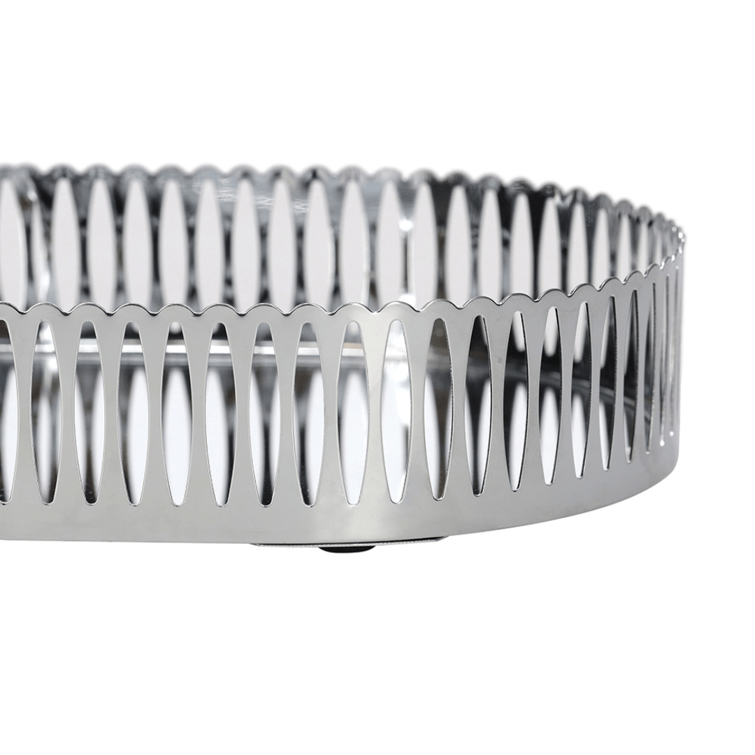 Bandeja Oval de Metal Espelhada Cromada 26cm