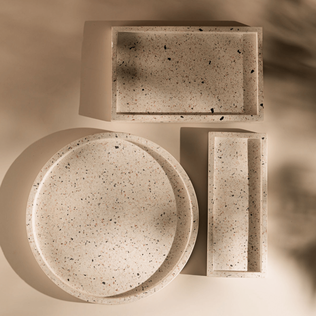 Bandeja Retangular Terrazo de Marmore 25cm