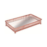 Bandeja Rose Gold em Metal Com Interior Espelhado Retangular - 23,5