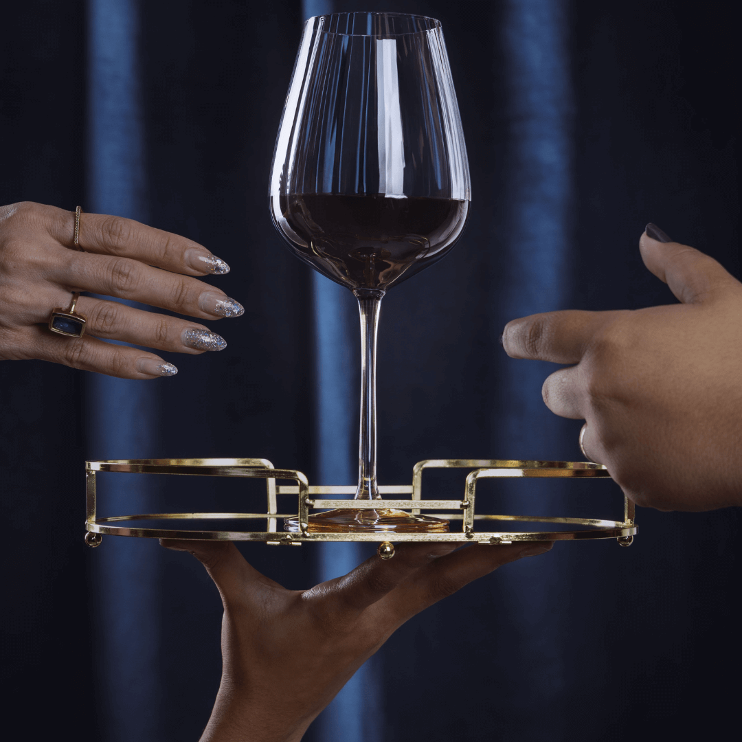 Bandeja Decorativa Metal Dourada 26cm