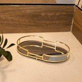 Bandeja Decorativa Metal Dourada 26cm