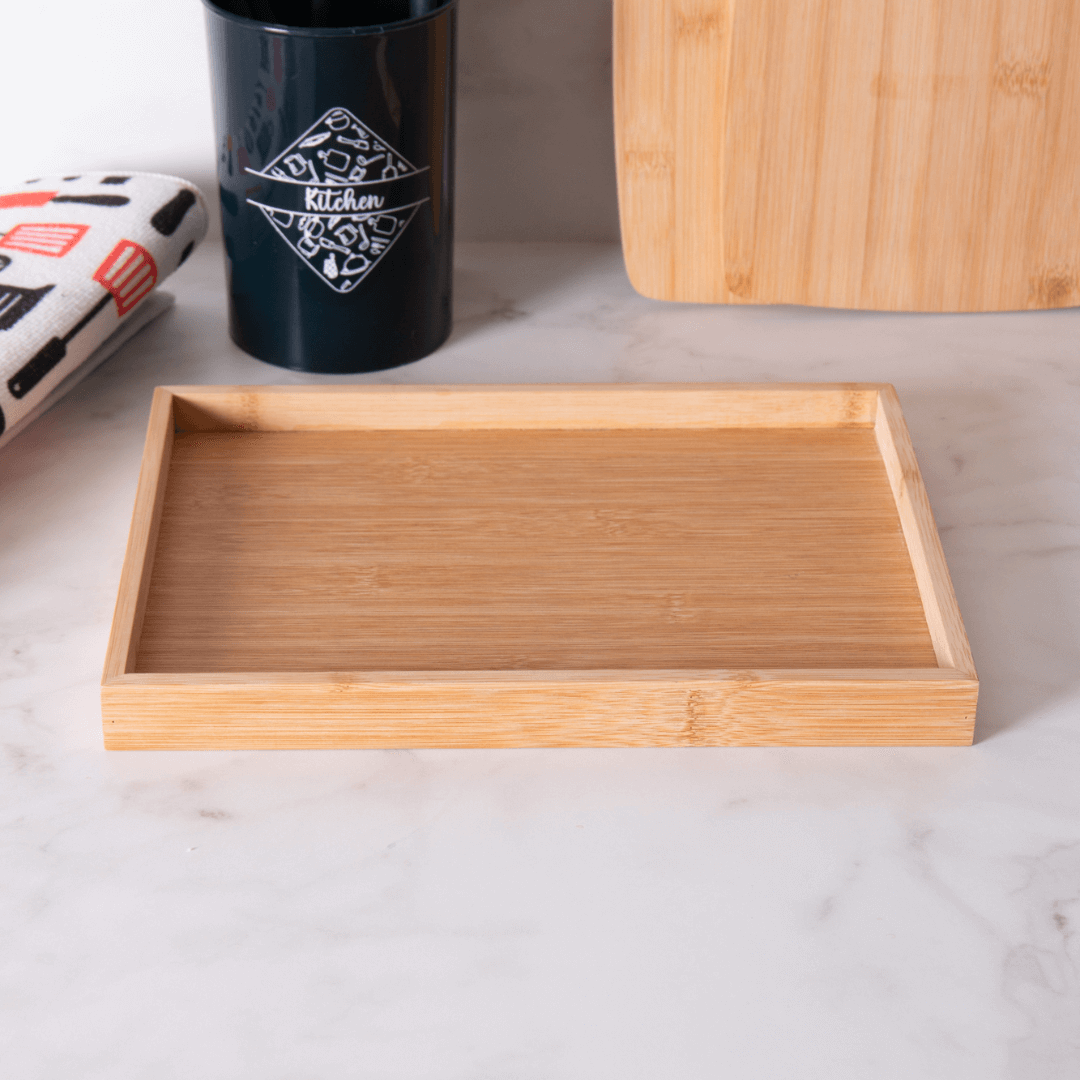 Bandeja Retangular de Bambu Nature 33cm