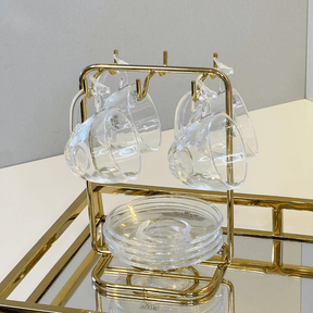 Jogo 4 Xícaras de Café Bird com Pires Cristal 80ml