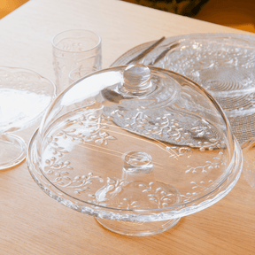 Prato para Bolo com Pé e Tampa de Cristal New Butterfly 30cm