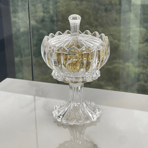 Bomboniere Potiche Geneva com Pé e Tampa de Cristal 18cm