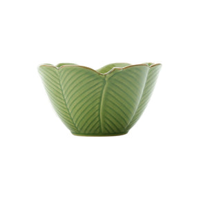 Bowl Centro de Mesa Decorativo de Ceramica Banana Leaf Verde 16cm