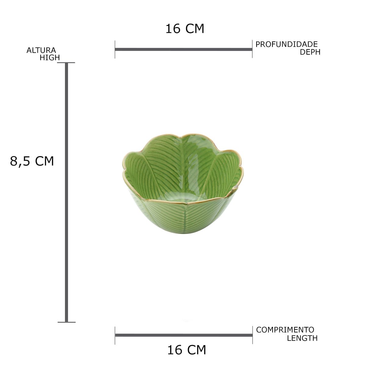 Bowl Centro de Mesa Decorativo de Ceramica Banana Leaf Verde 16cm