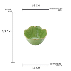 Bowl Centro de Mesa Decorativo de Ceramica Banana Leaf Verde 16cm