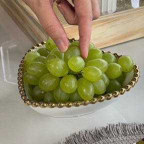 Bowl Coração Branco Dots Dourado 15cm