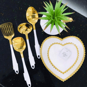 Bowl Coração Branco Dots Dourado 15cm