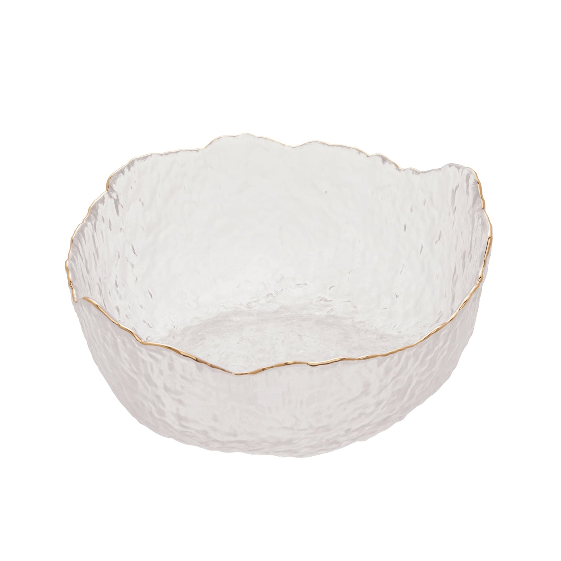 Bowl Cristal de Chumbo Martelado com Borda Dourado Taj 19cm