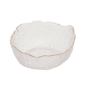 Bowl Cristal de Chumbo Martelado com Borda Dourado Taj 19cm