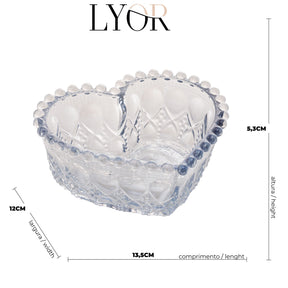 Bowl de Vidro Coração Balls Azul Metalizado 13,5cm