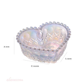 Bowl de Vidro Coração Balls Rainbow Furta-Cor Metalizado 13,5cm