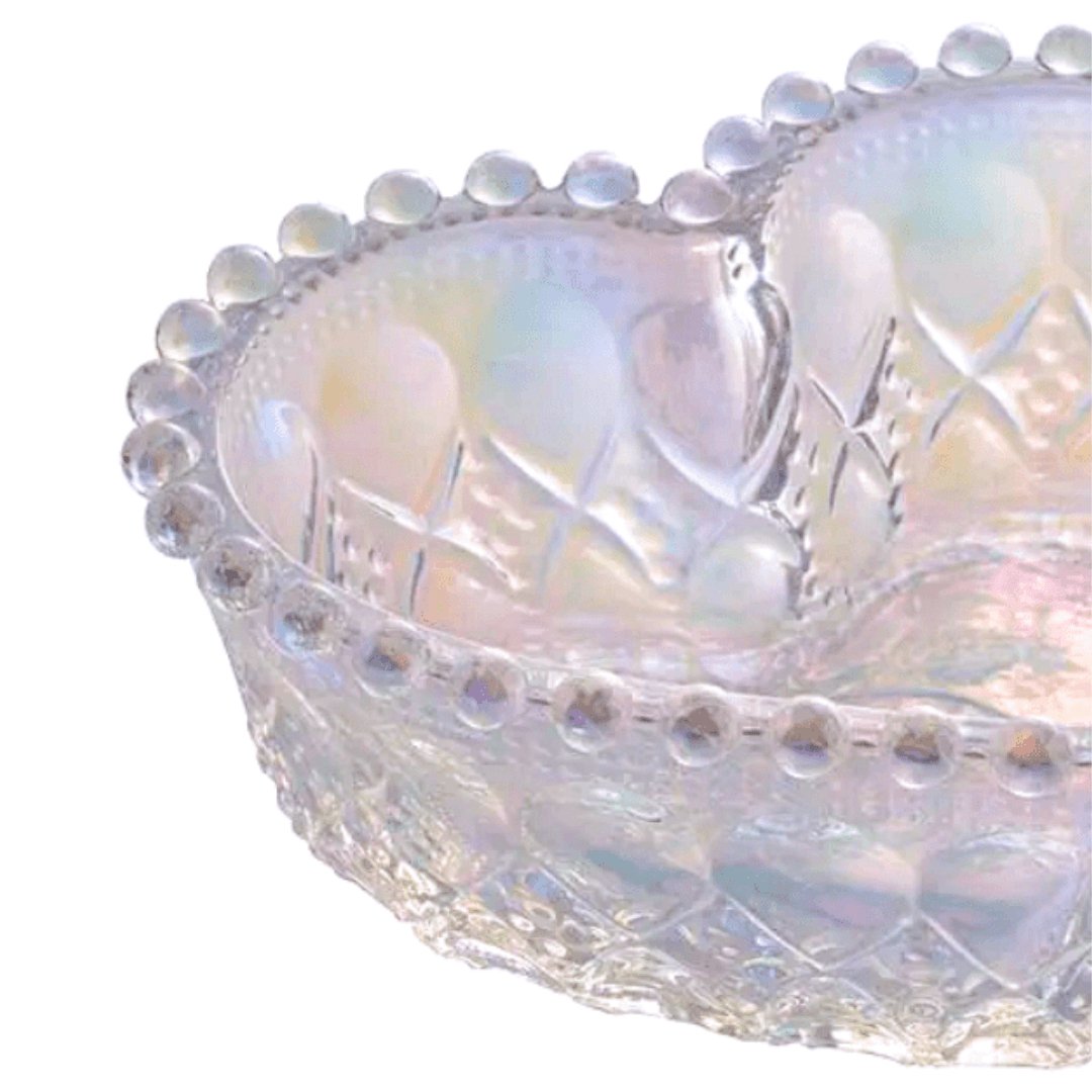 Bowl de Vidro Coração Balls Rainbow Furta-Cor Metalizado 13,5cm