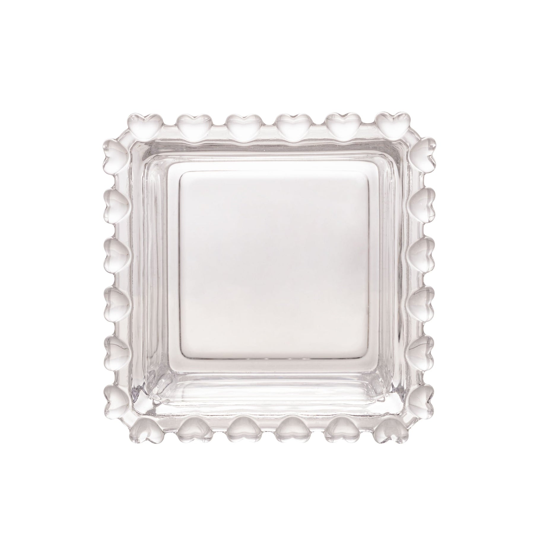 Bowl Quadrado de Cristal Coração Pearl Transparente 8,5cm