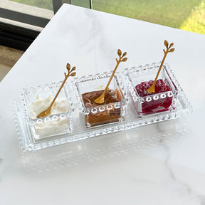 Bowl Quadrado de Cristal Coração Pearl Transparente 8,5cm