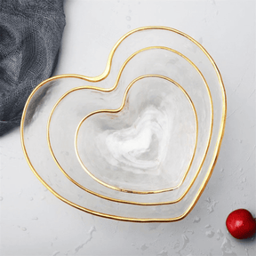 Bowl Vidro Martelado Coração Fio de Ouro - 12cm