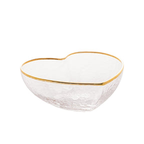 Bowl Vidro Martelado Coração Fio de Ouro - 12cm
