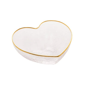 Bowl Vidro Martelado Coração Fio de Ouro - 12cm