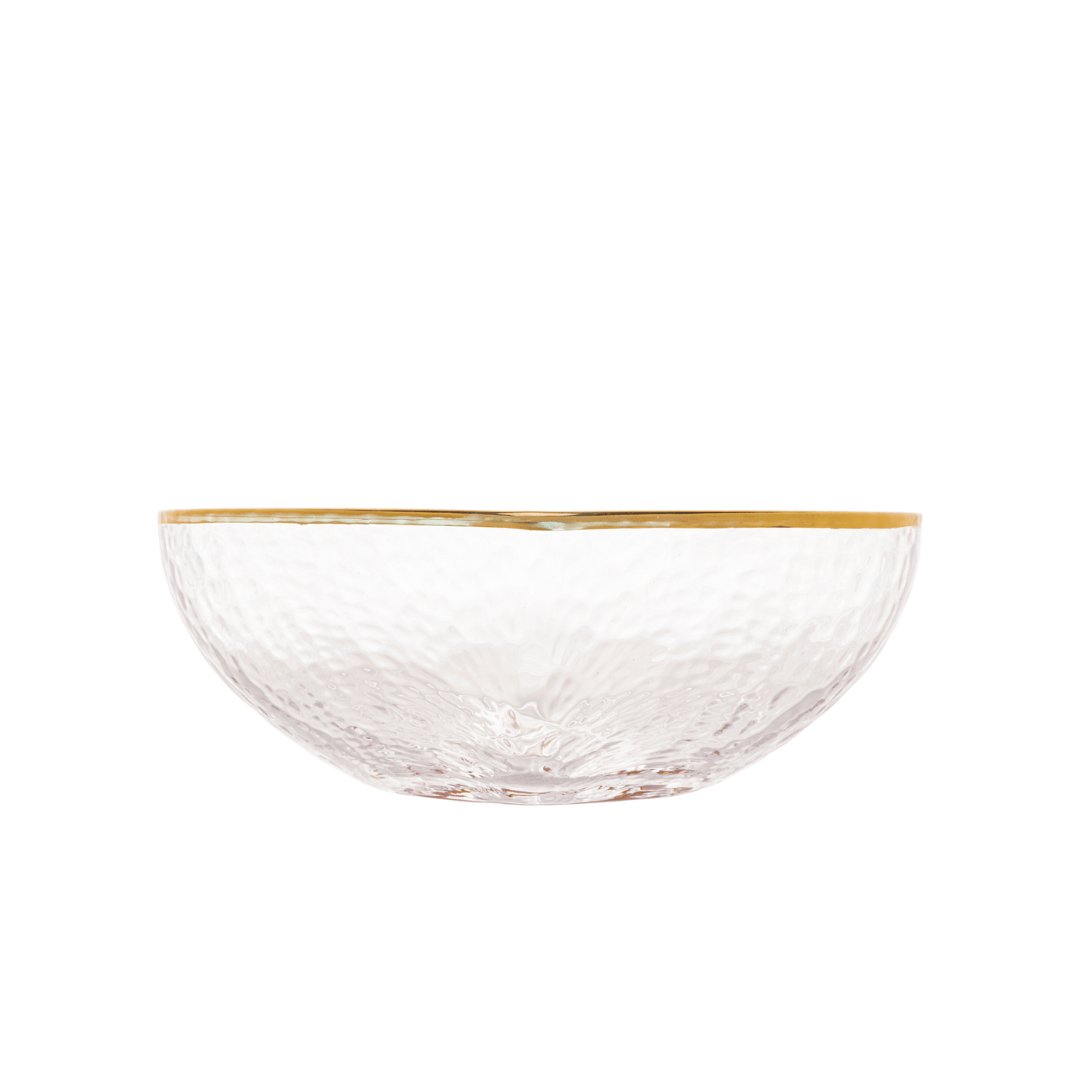 Bowl Vidro Martelado Coração Fio de Ouro - 12cm