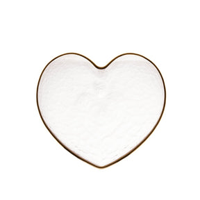 Bowl Vidro Martelado Coração Fio de Ouro - 12cm