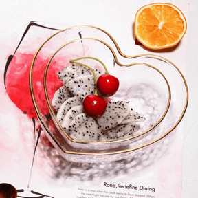 Bowl Vidro Martelado Coração Fio de Ouro - 12cm