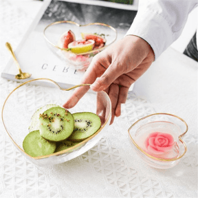 Bowl Vidro Martelado Coração Fio de Ouro - 12cm