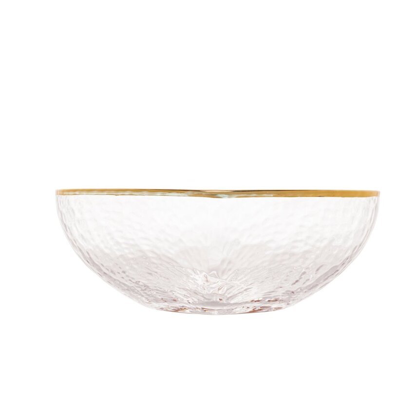 Bowl Vidro Martelado Coração Fio de Ouro - 15 cm