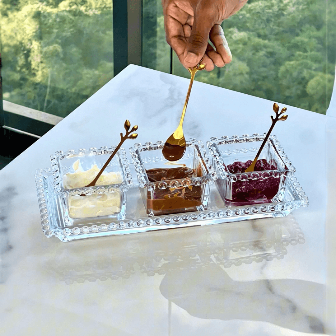 Bowl Quadrado de Cristal Coração Pearl Transparente 8,5cm