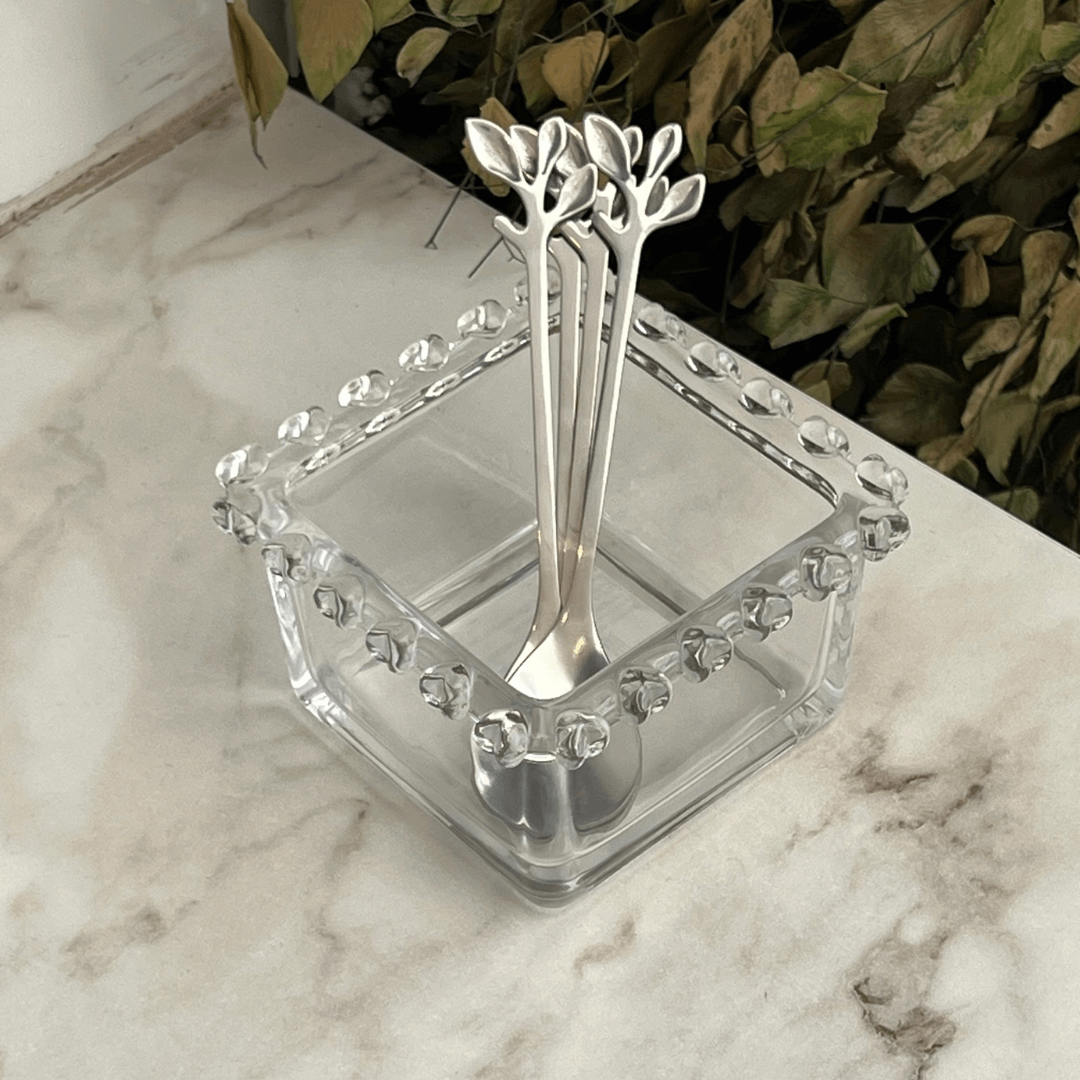 Bowl Quadrado de Cristal Coração Pearl Transparente 8,5cm