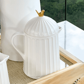 Bule com Tampa em Cerâmica Branco 600ml Colibri