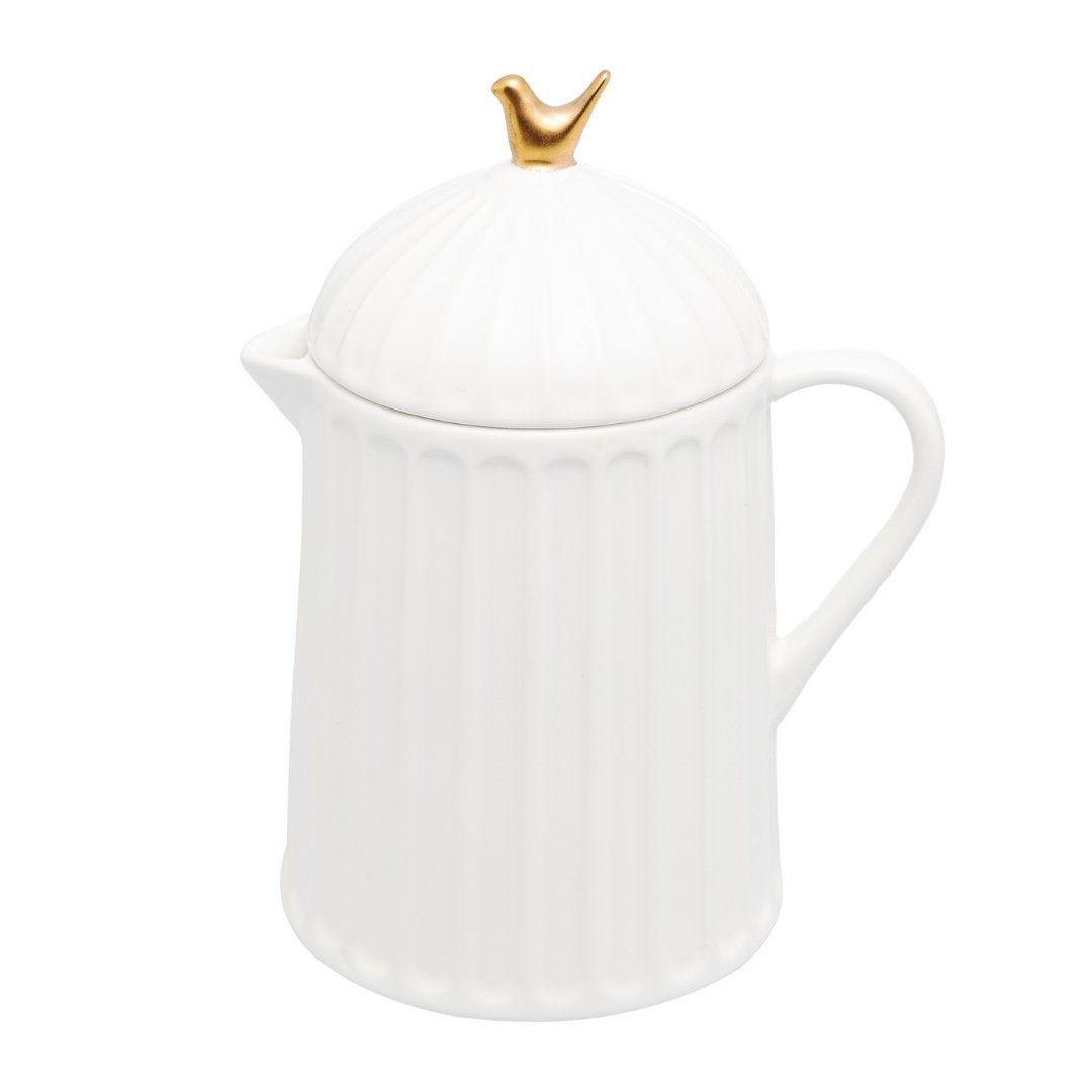 Bule com Tampa em Cerâmica Branco 600ml Colibri