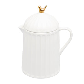 Bule com Tampa em Cerâmica Branco 600ml Colibri