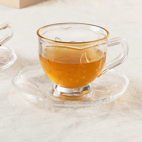 Kit 4 Xícaras de Chá New Butterfly Fio de Ouro