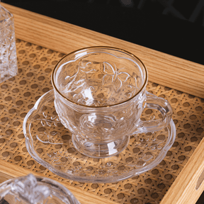 Xicara de Café com Pires de Cristal Fio de Ouro New Butterfly 80ml