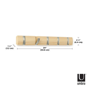 Cabideiro Flip em Madeira com 5 Ganchos