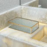 Caixa de Vidro e Metal Dourado 25cm G