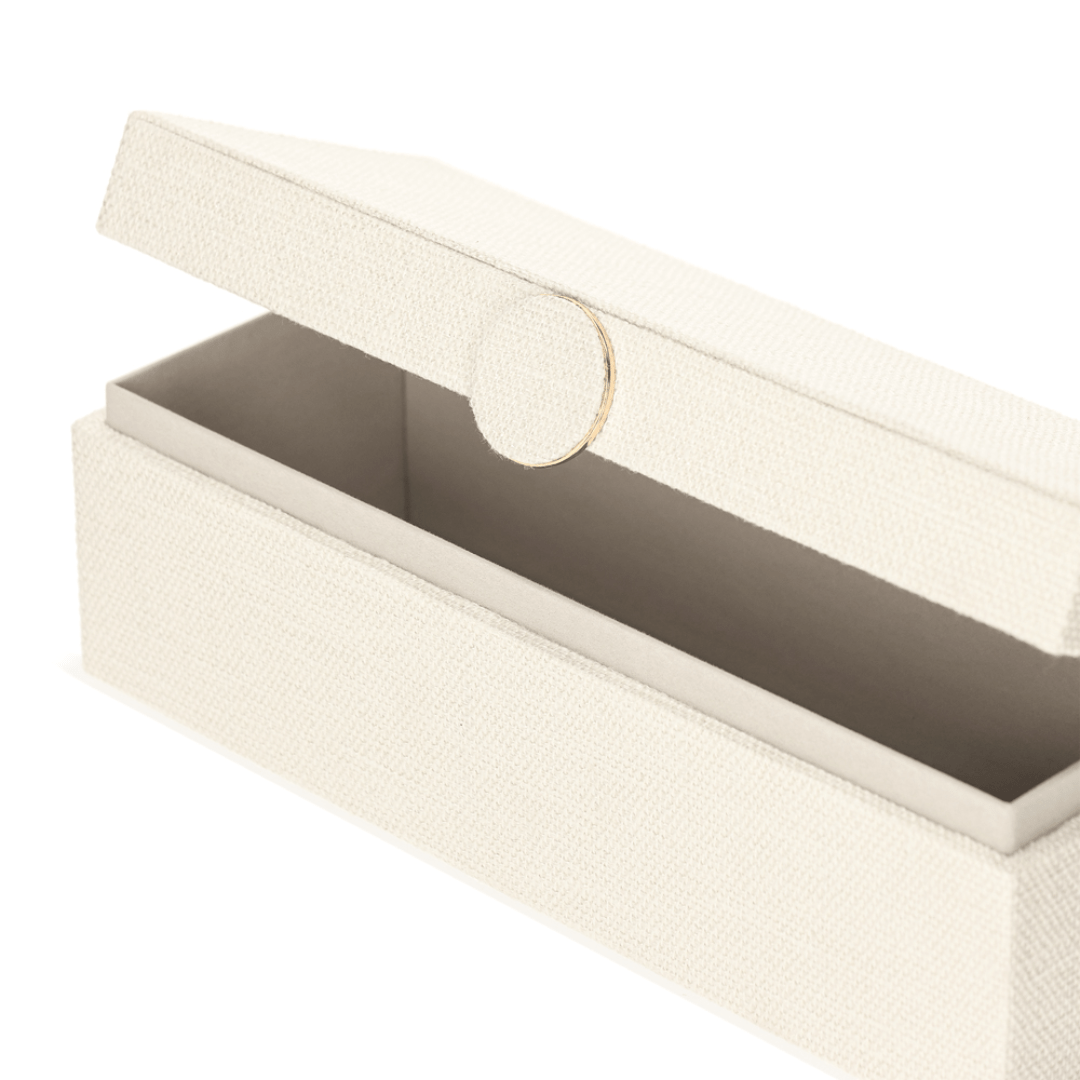 Caixa Decorativa em MDF e Linho off White 29cm G