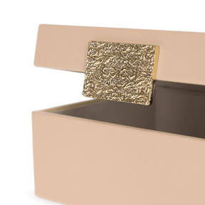 Caixa Decorativa em MDF e PU Bege 20,6cm P