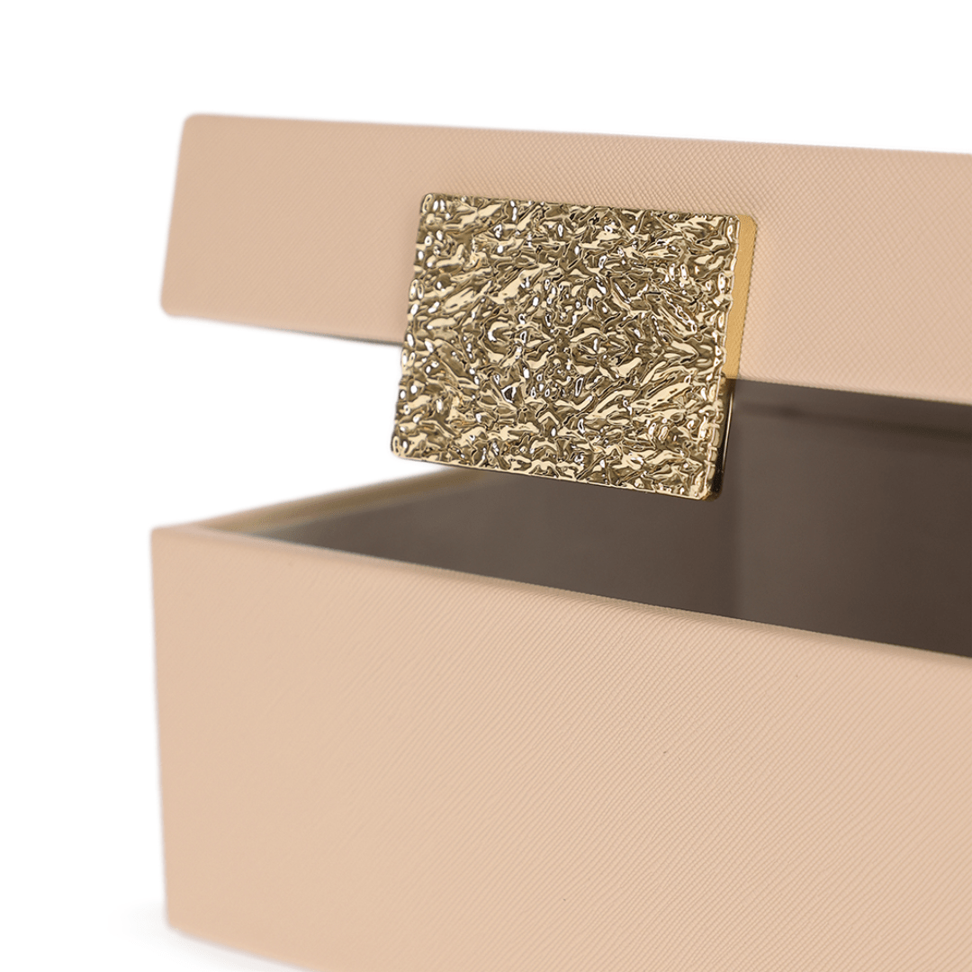 Caixa Decorativa em MDF e PU Bege 28,5cm G
